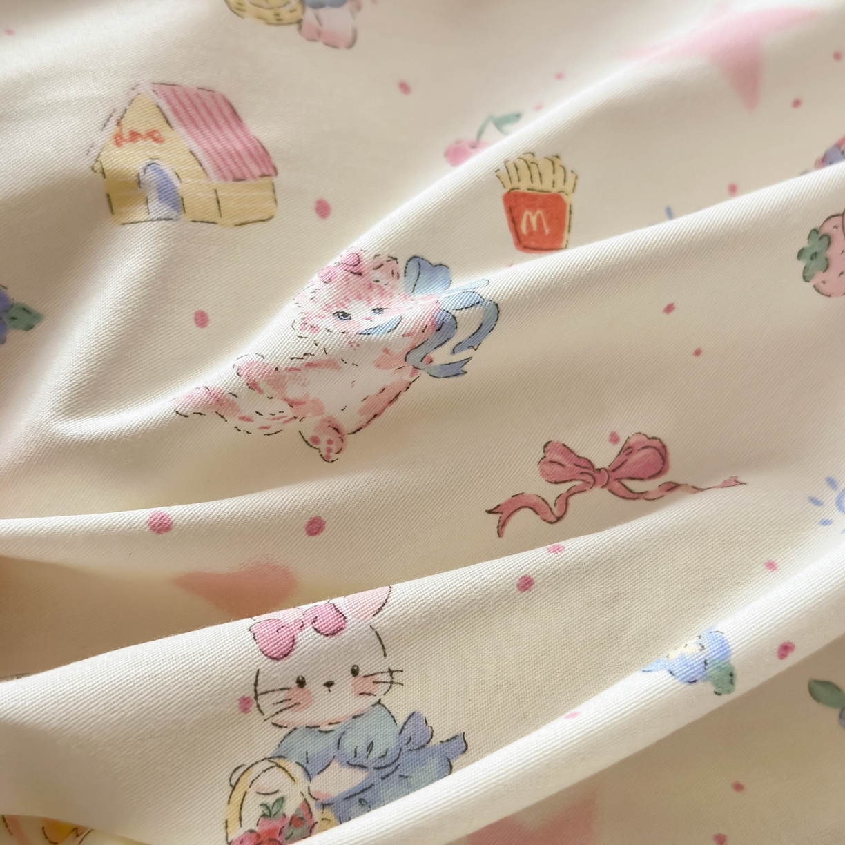 91家纺网 家纺一手货源 找家纺 梵克保罗 2026春夏新款ins小清新40支全棉13372四件套学生三件套单被套单枕套系列-第二批（单被套） 甜蜜花园