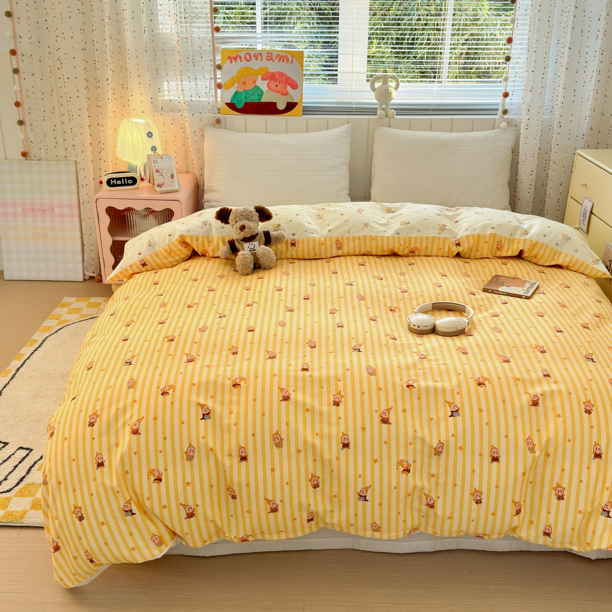 91家纺网 家纺一手货源 找家纺 （总）梵克保罗 2026春夏新款ins小清新40支全棉13372四件套学生三件套单被套单枕套系列-第二批（单被套）