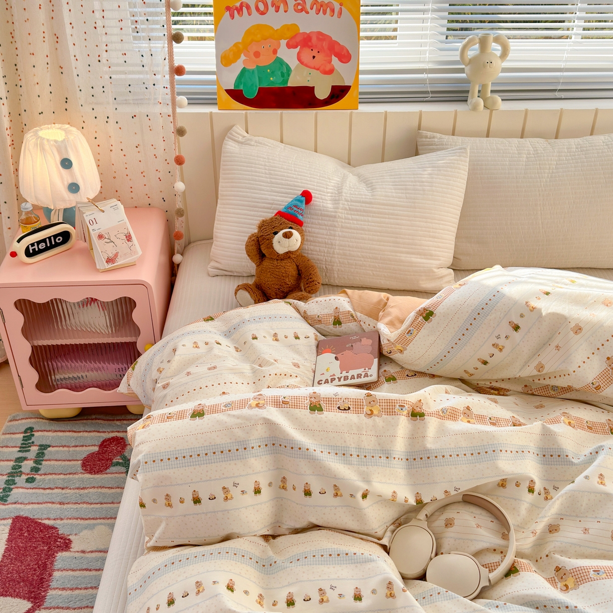 91家纺网 家纺一手货源 找家纺 梵克保罗 2026春夏新款ins小清新40支全棉13372四件套学生三件套单被套单枕套系列-第二批（单被套） 幸运星