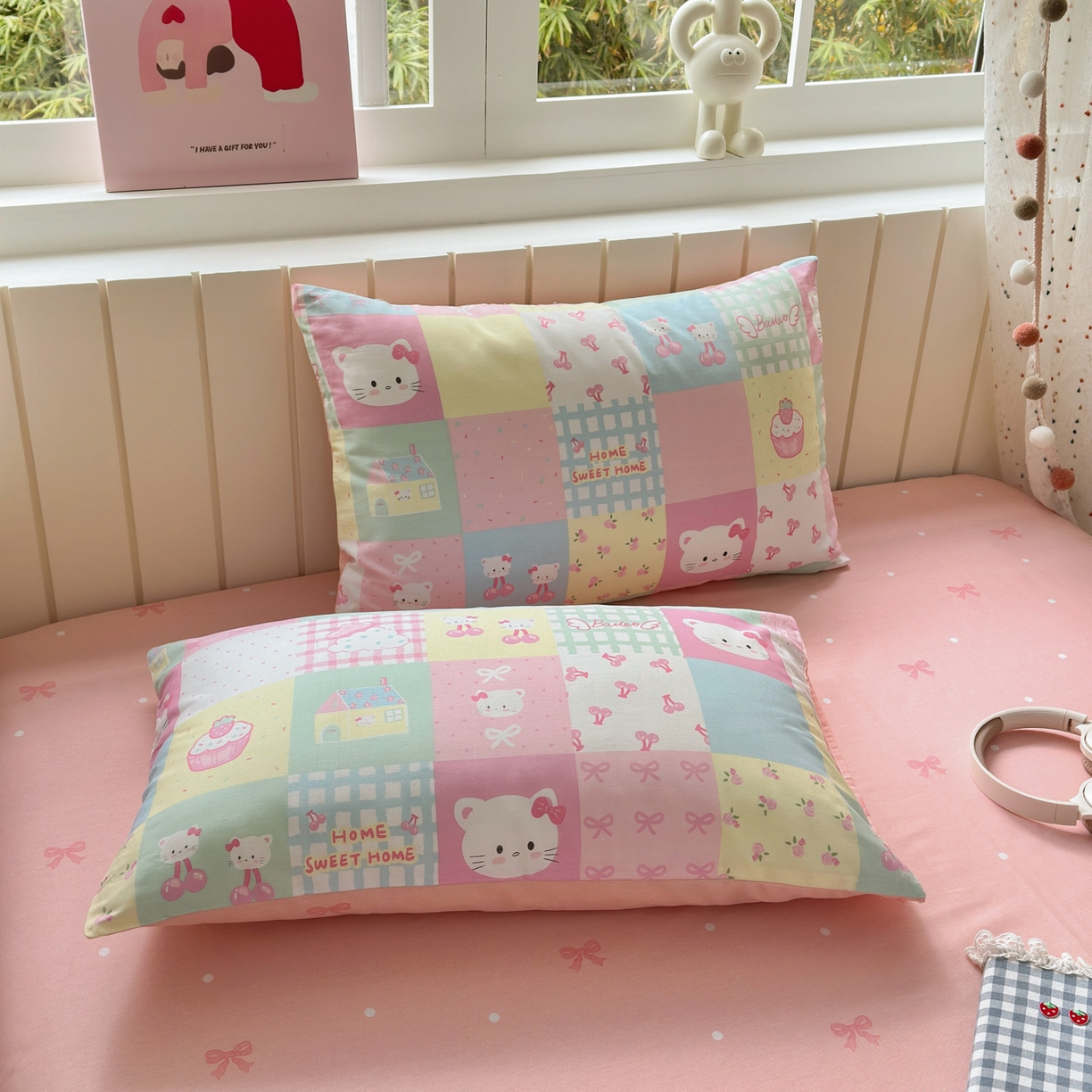 梵克保罗 2026春夏新款ins小清新40支全棉13372四件套学生三件套单被套单枕套系列-第二批（单枕套） 可爱喵喵