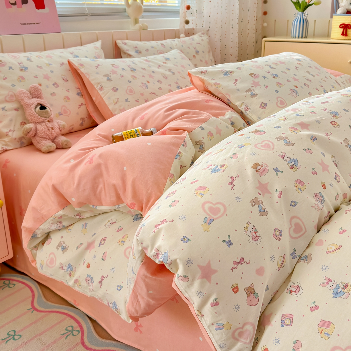 91家纺网 家纺一手货源 找家纺 梵克保罗 2026春夏新款ins小清新40支全棉13372四件套学生三件套单被套单枕套系列-第二批（单枕套） 甜蜜花园