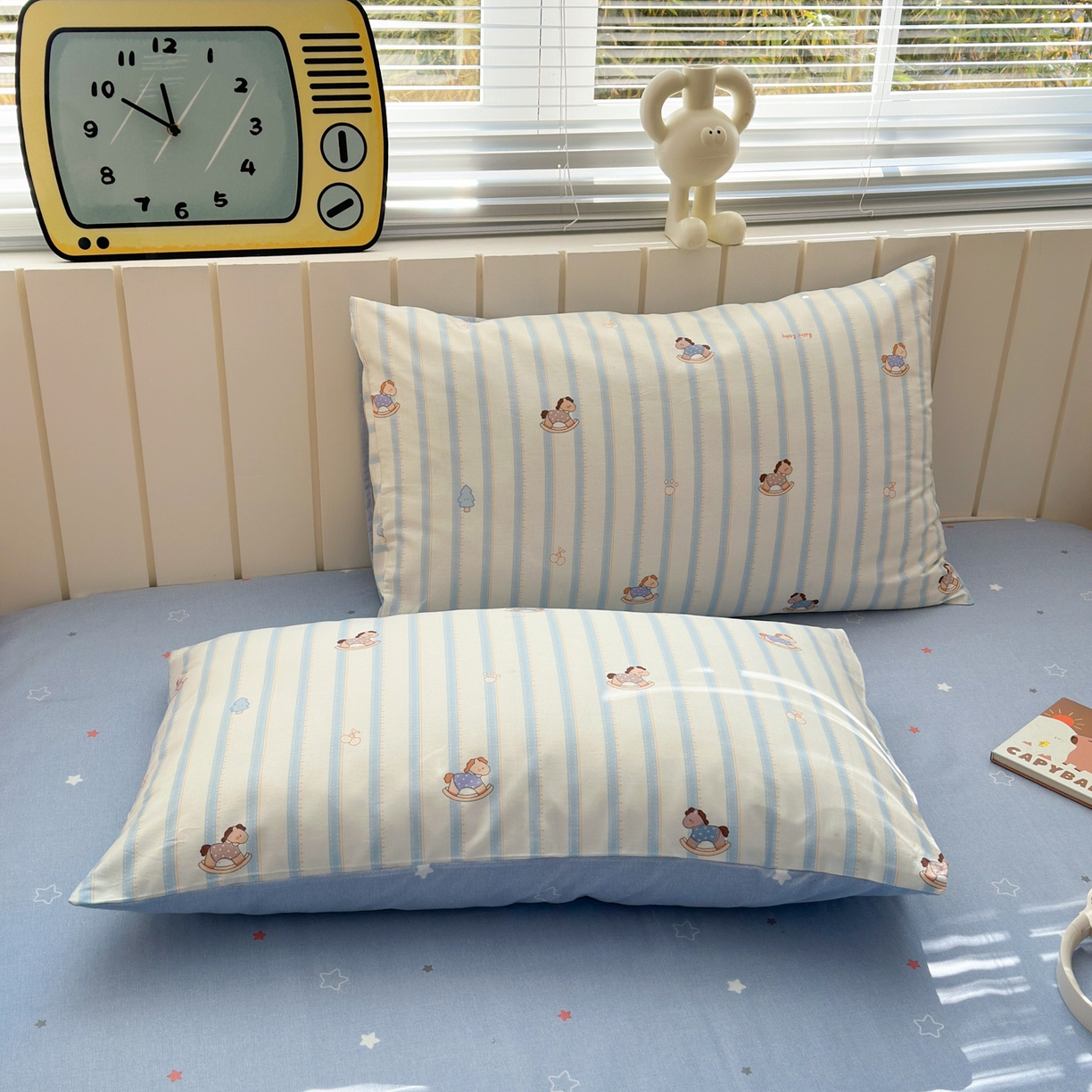 梵克保罗 2026春夏新款ins小清新40支全棉13372四件套学生三件套单被套单枕套系列-第二批（单枕套） 跷跷马