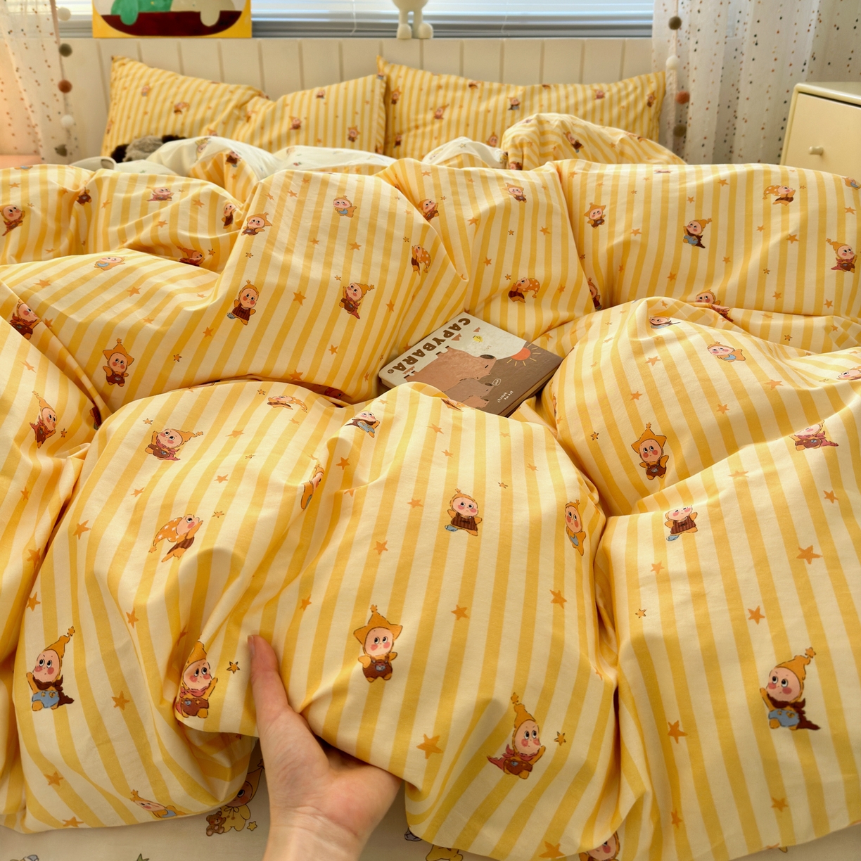 91家纺网 家纺一手货源 找家纺 梵克保罗 2026春夏新款ins小清新40支全棉13372四件套学生三件套单被套单枕套系列-第二批（单枕套） 可爱萌星