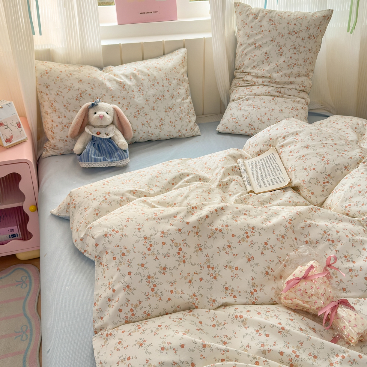 91家纺网 家纺一手货源 找家纺 梵克保罗 2026春夏新款ins小清新40支全棉13372四件套学生三件套单被套单枕套系列-第二批（单枕套） 沫汐