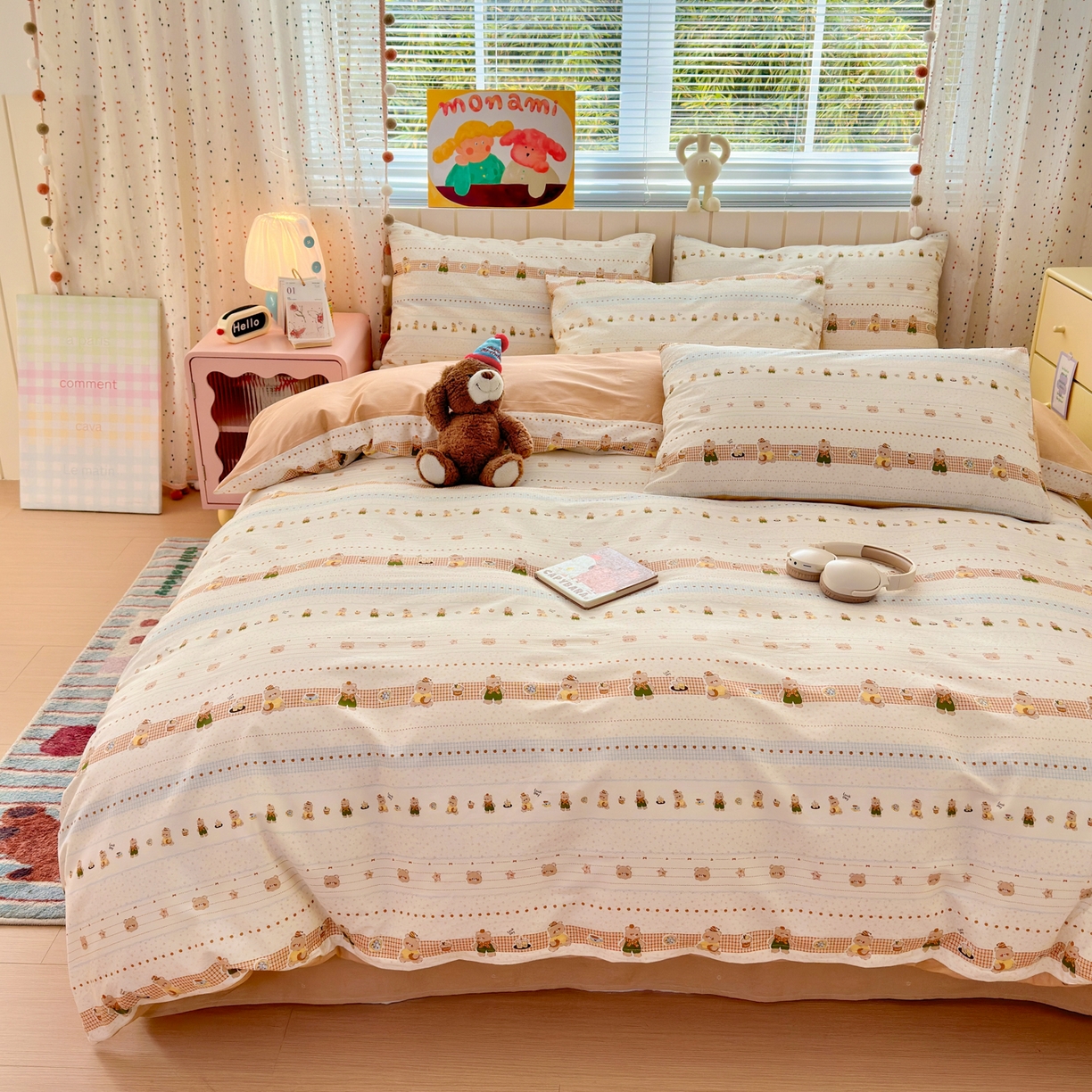 91家纺网 家纺一手货源 找家纺 梵克保罗 2026春夏新款ins小清新40支全棉13372四件套学生三件套单被套单枕套系列-第二批（单枕套） 幸运星