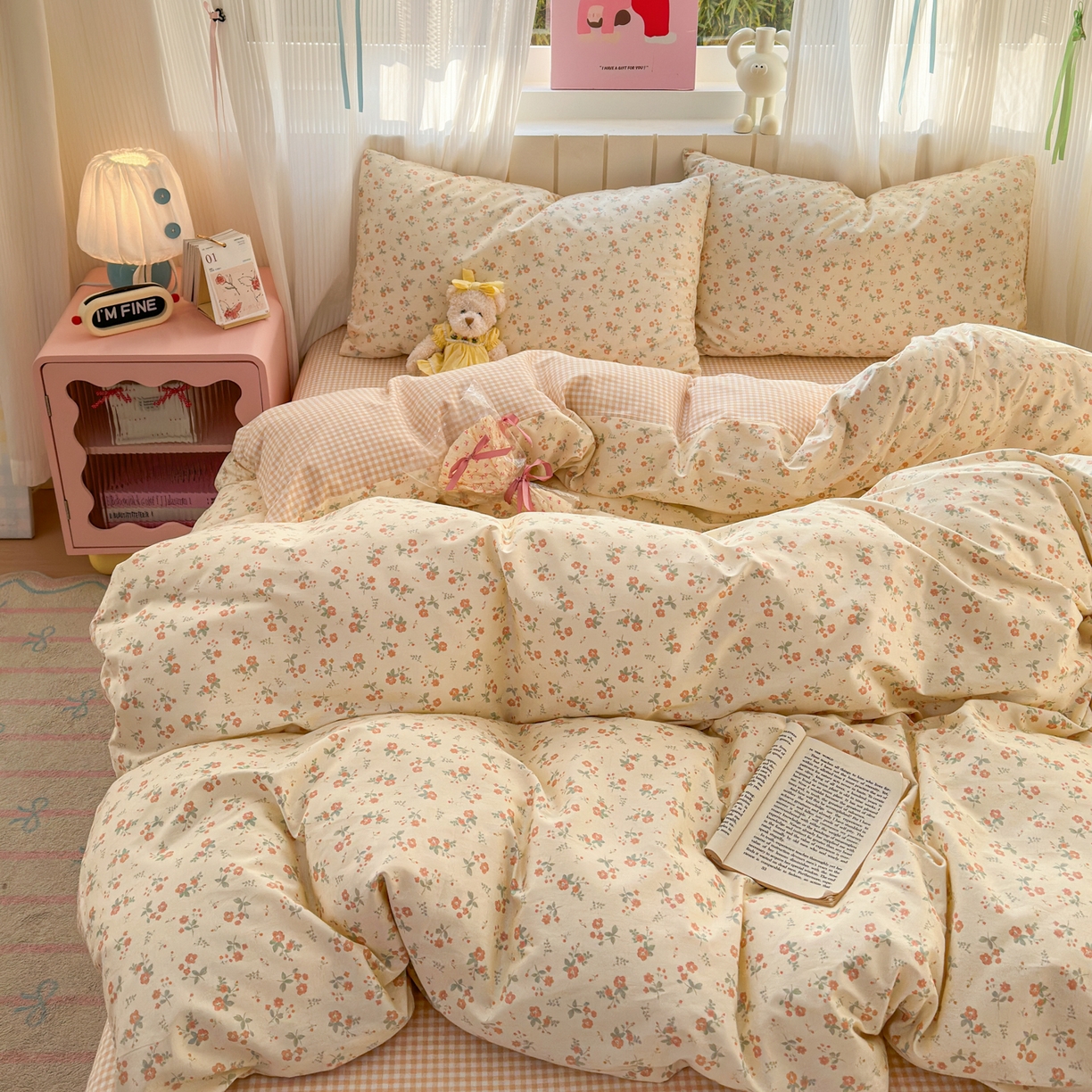 91家纺网 家纺一手货源 找家纺 梵克保罗 2026春夏新款ins小清新40支全棉13372四件套学生三件套单被套单枕套系列-第二批（单枕套） 觅秋