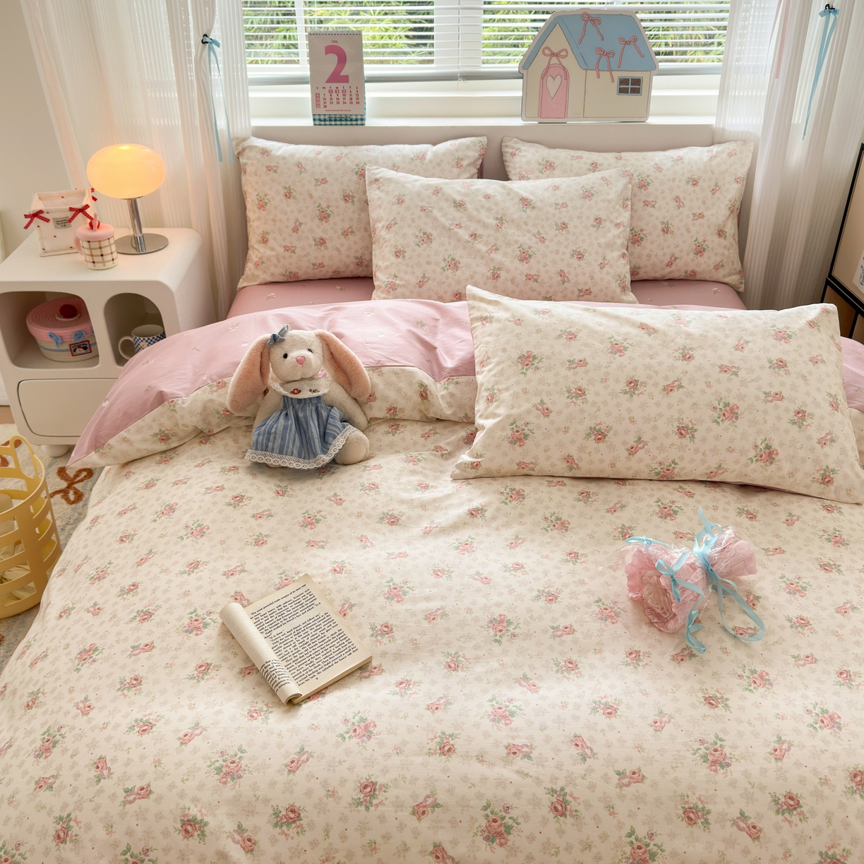 91家纺网 家纺一手货源 找家纺 梵克保罗 2026春夏新款ins小清新40支全棉13372四件套学生三件套单被套单枕套系列-第三批（四件套） 科罗娜