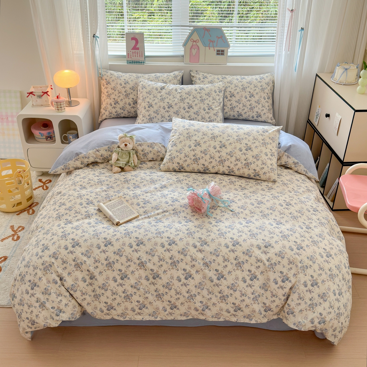 梵克保罗 2026春夏新款ins小清新40支全棉13372四件套学生三件套单被套单枕套系列-第三批（四件套） 千代-兰