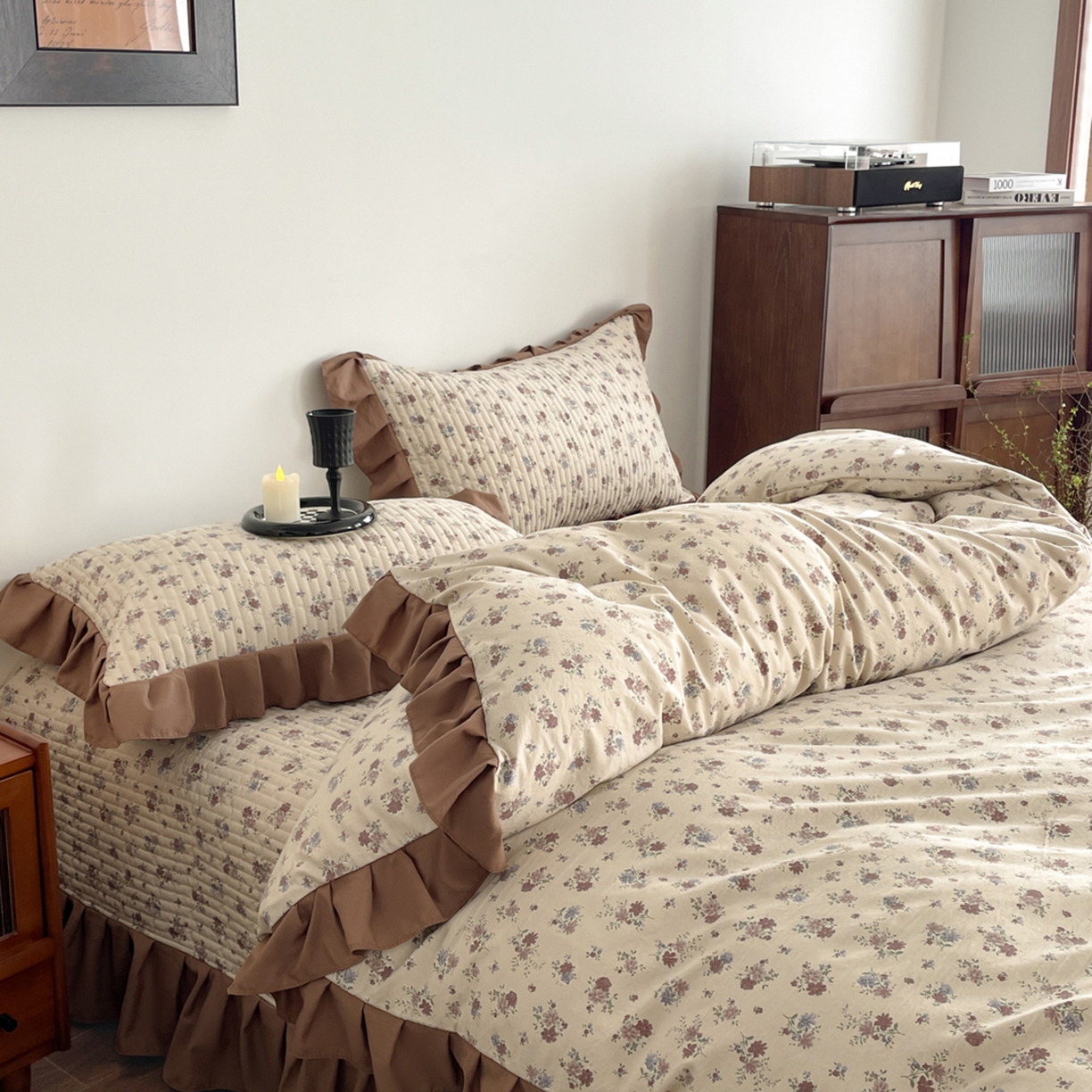 91家纺网 家纺一手货源 找家纺 慕澄家纺 2026新款高克重仿棉碎花床盖 绵绵