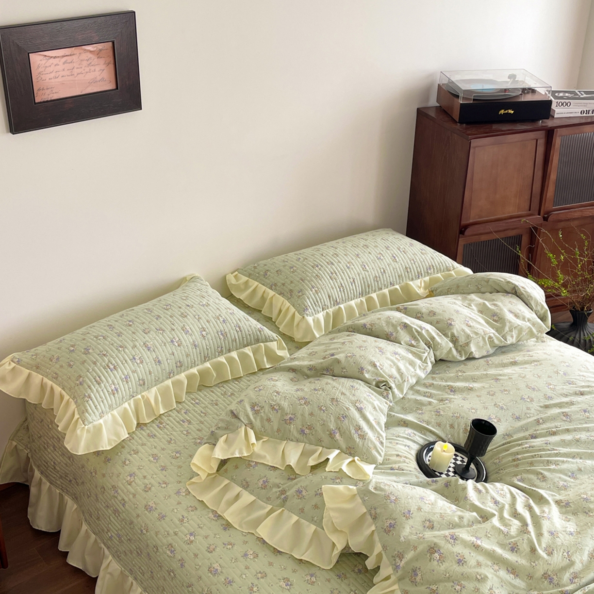 91家纺网 家纺一手货源 找家纺 慕澄家纺 2026新款高克重仿棉碎花床盖 春来