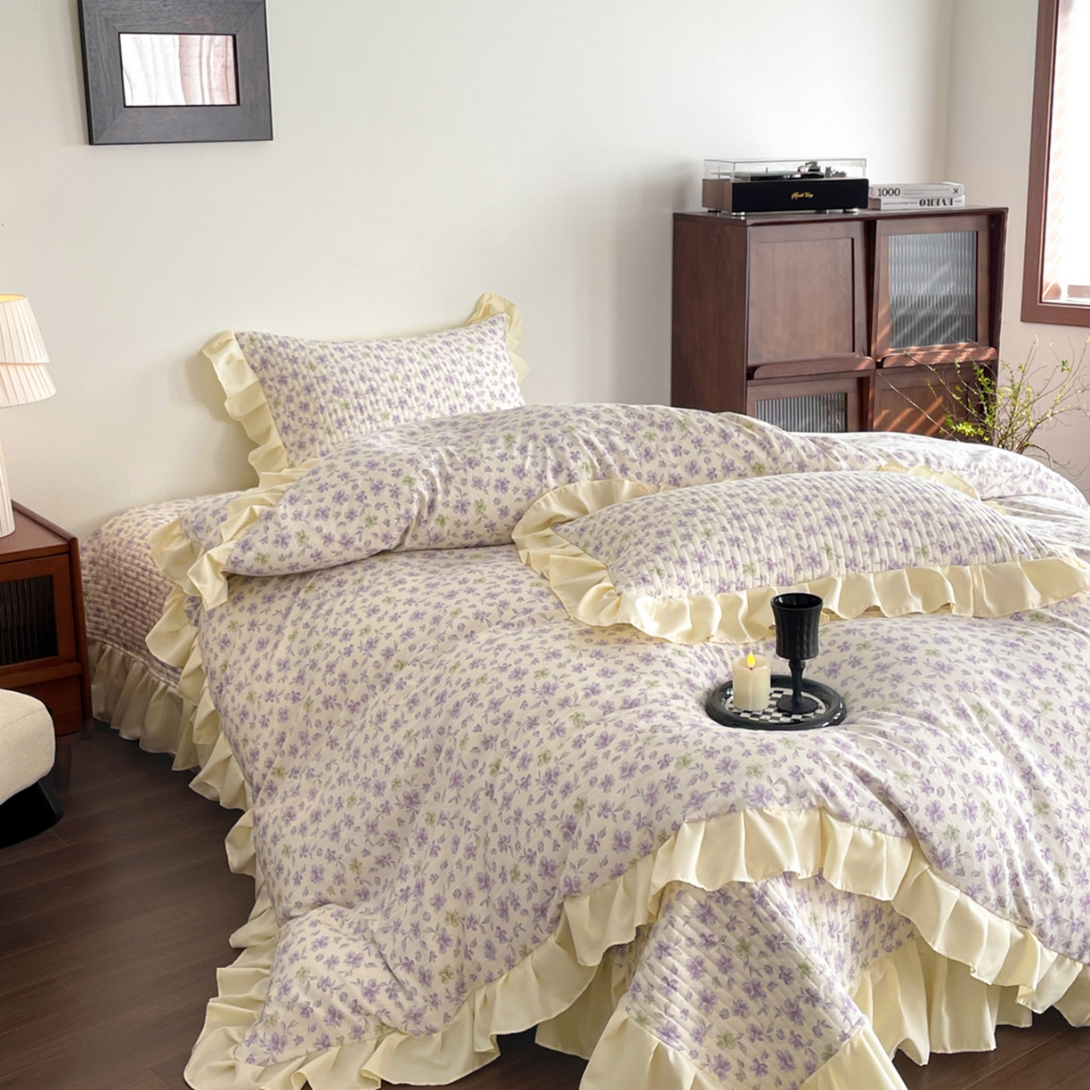 91家纺网 家纺一手货源 找家纺 慕澄家纺 2026新款高克重仿棉碎花床盖 梦回