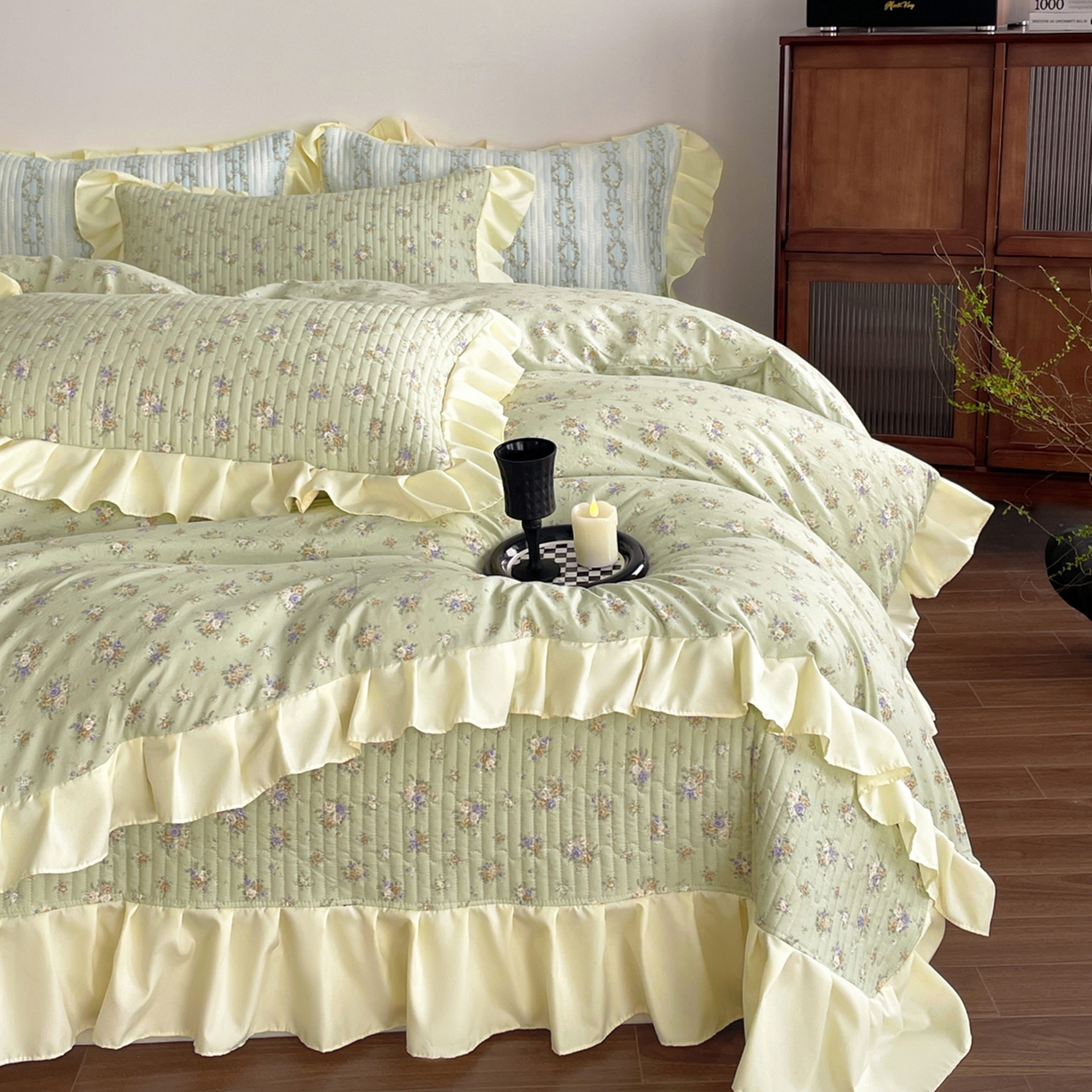 91家纺网 家纺一手货源 找家纺 慕澄家纺 2026新款高克重仿棉碎花床盖 春来