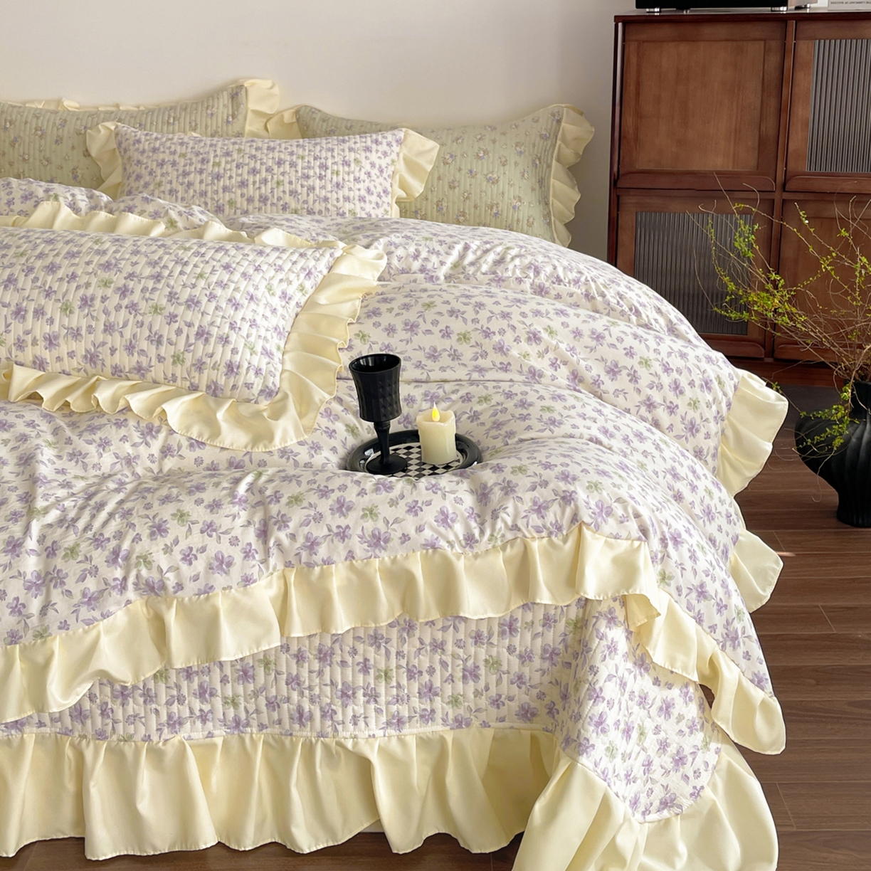 91家纺网 家纺一手货源 找家纺 慕澄家纺 2026新款高克重仿棉碎花床盖 梦回