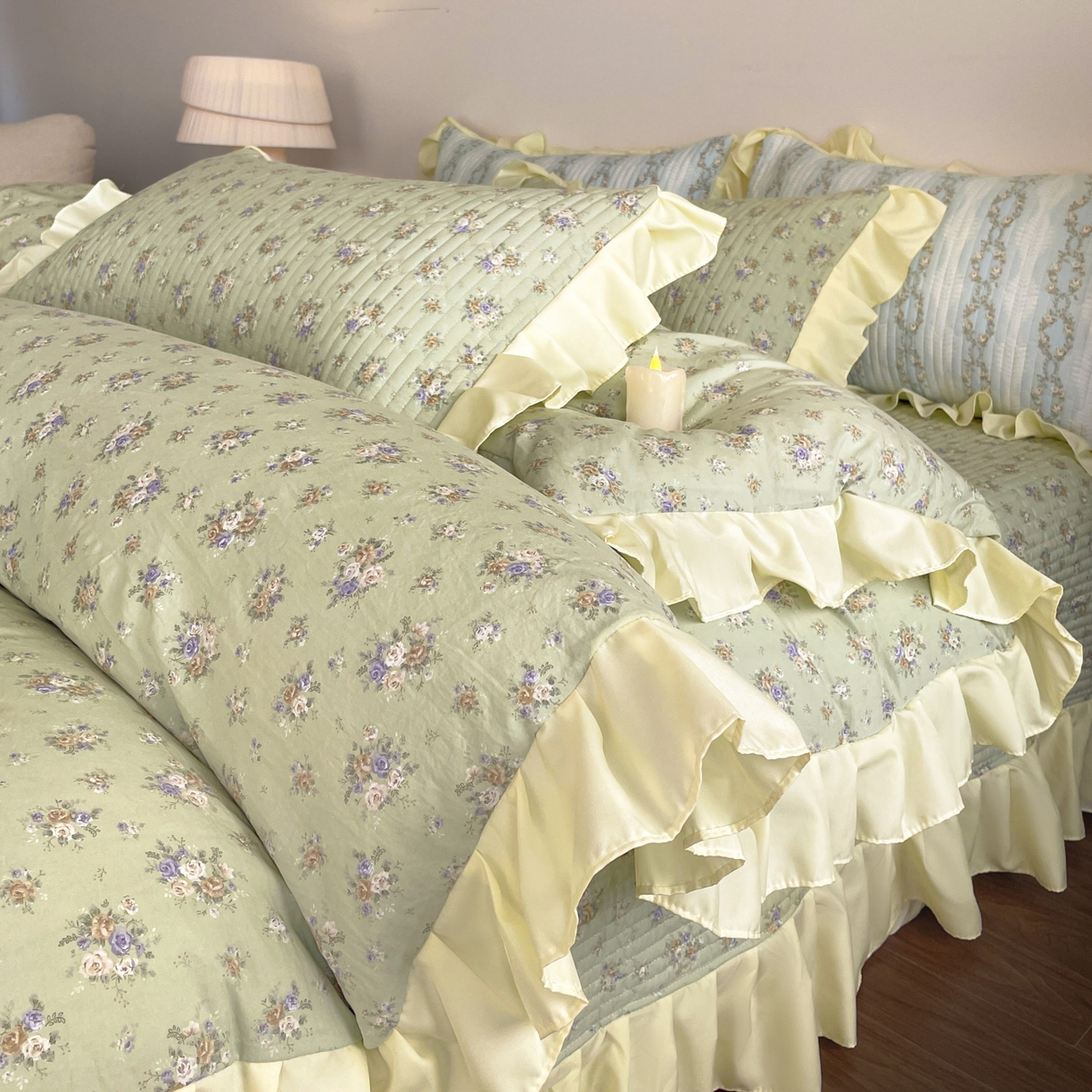 91家纺网 家纺一手货源 找家纺 慕澄家纺 2026新款高克重仿棉碎花床盖 春来