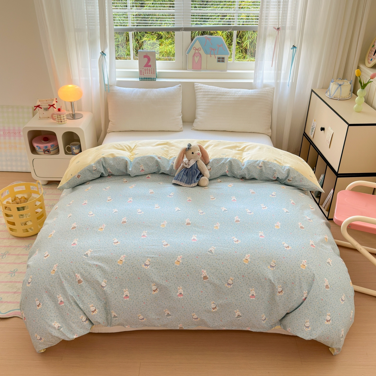 91家纺网 家纺一手货源 找家纺 （总）梵克保罗 2026春夏新款ins小清新40支全棉13372四件套学生三件套单被套单枕套系列-第三批（单被套）