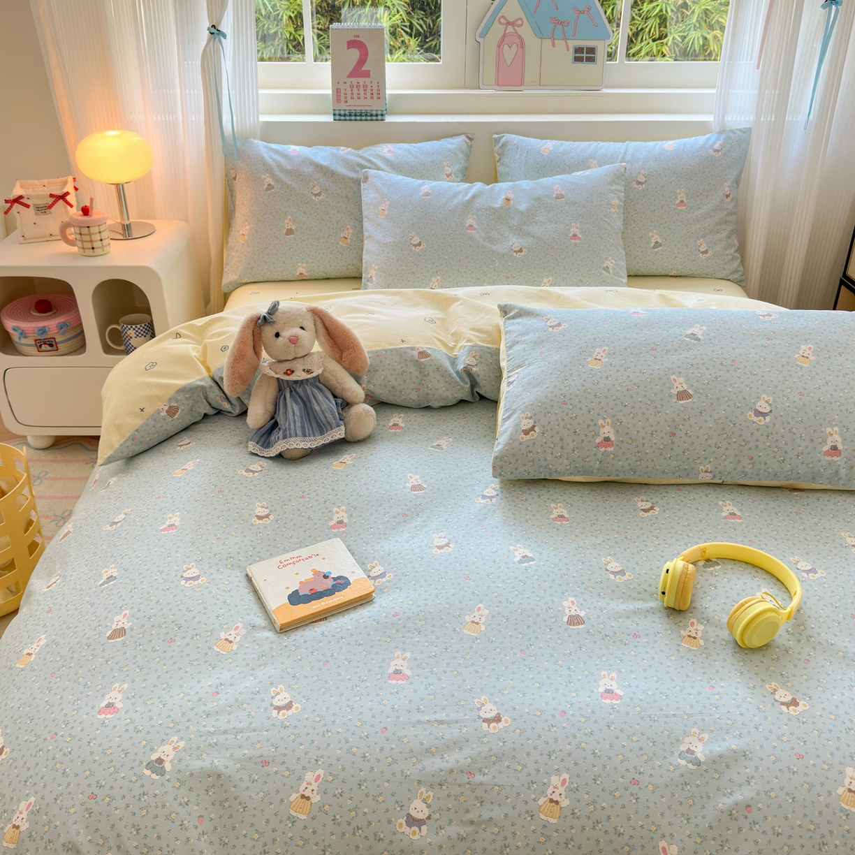 91家纺网 家纺一手货源 找家纺 （总）梵克保罗 2026春夏新款ins小清新40支全棉13372四件套学生三件套单被套单枕套系列-第三批（单被套）