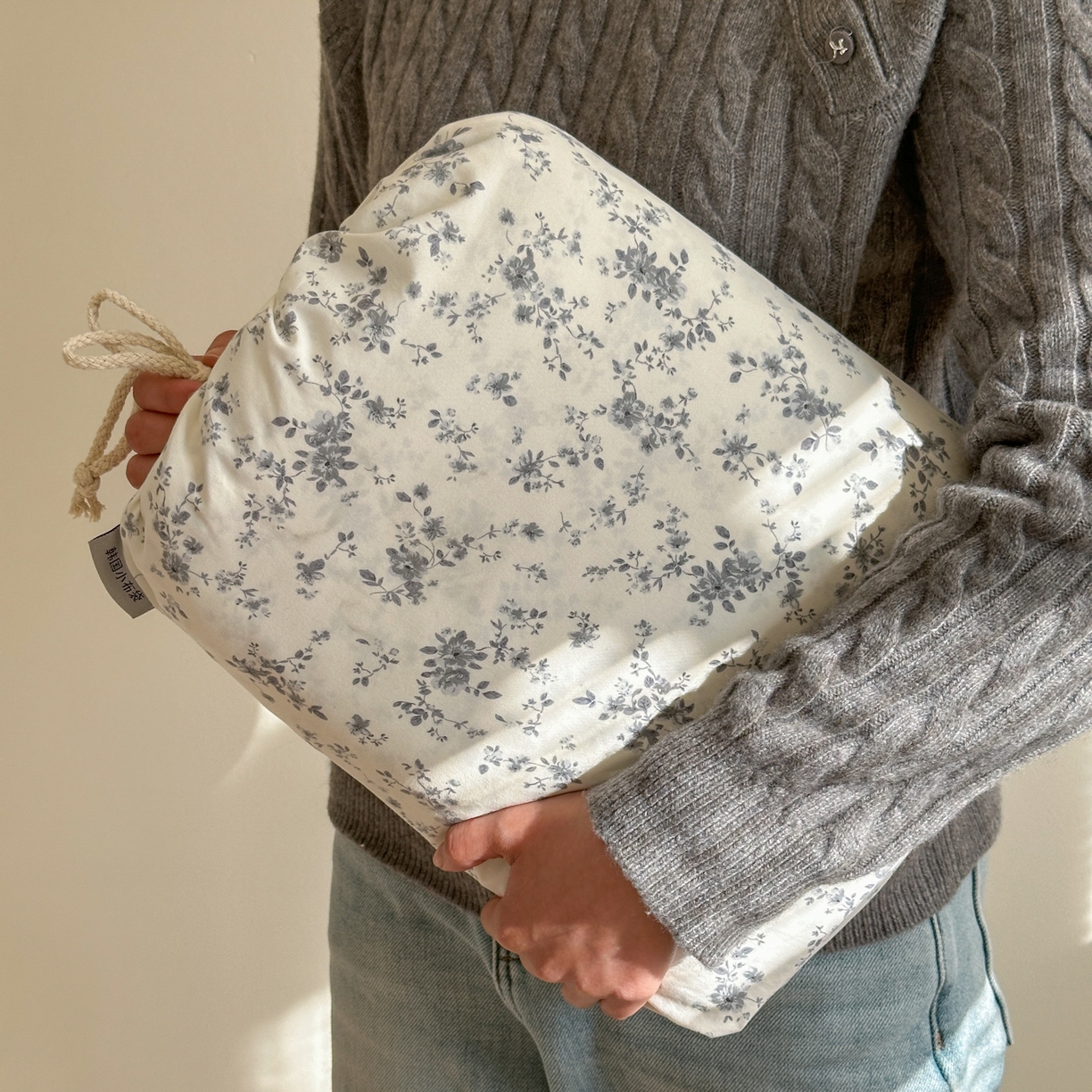 91家纺网 家纺一手货源 找家纺 德比尔斯  2026新款古法水洗仿棉云感棉小布袋四件套 初夏