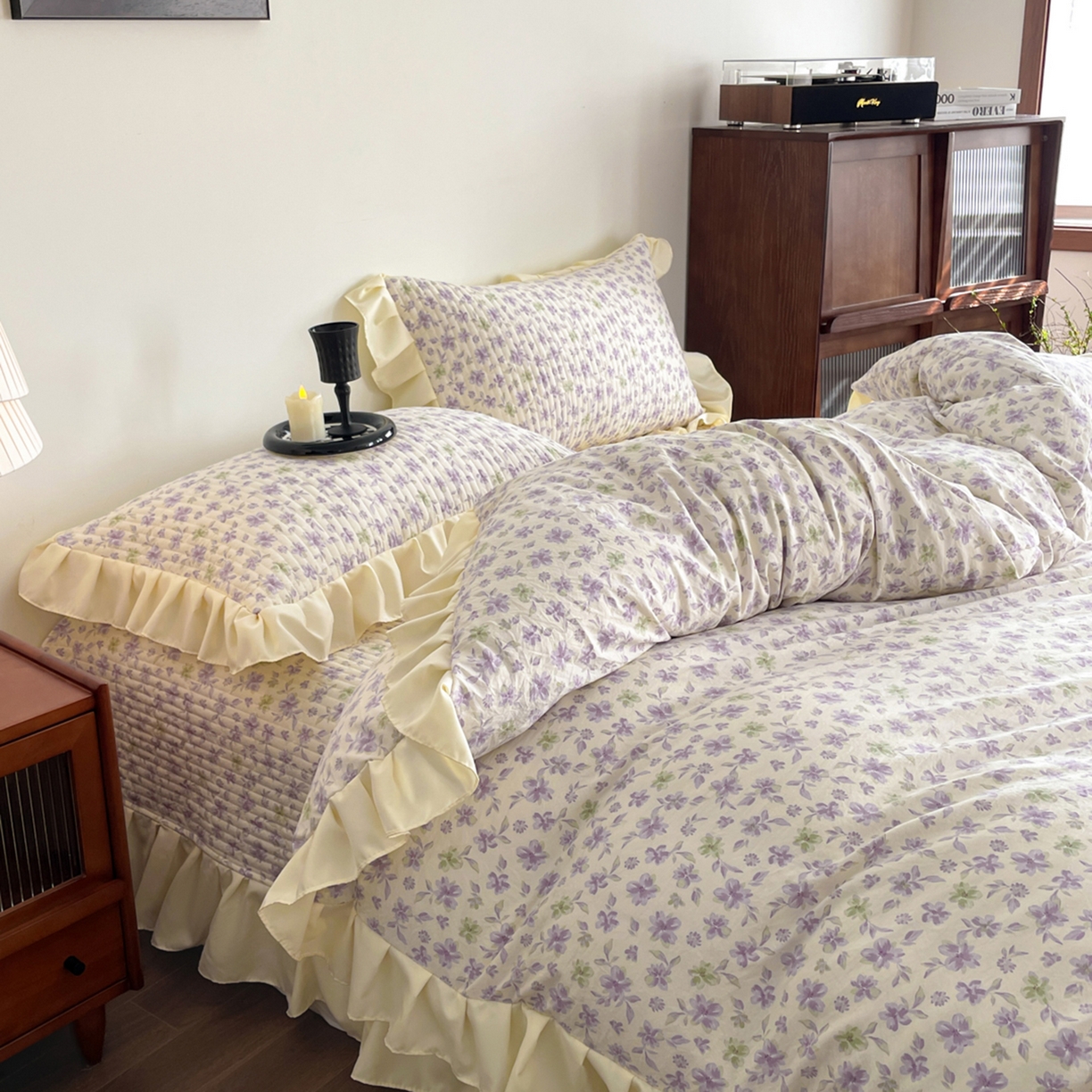 91家纺网 家纺一手货源 找家纺 慕澄家纺 2026新款高克重仿棉碎花床盖 梦回