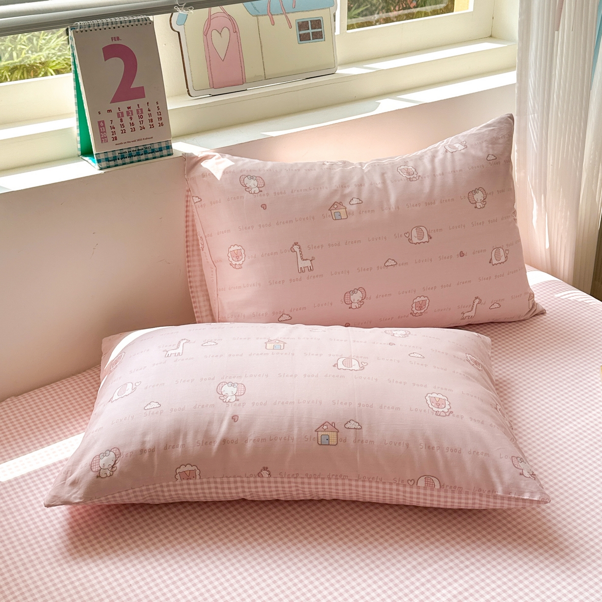 91家纺网 家纺一手货源 找家纺 梵克保罗 2026春夏新款ins小清新40支全棉13372四件套学生三件套单被套单枕套系列-第三批（单枕套） 小象之家-粉