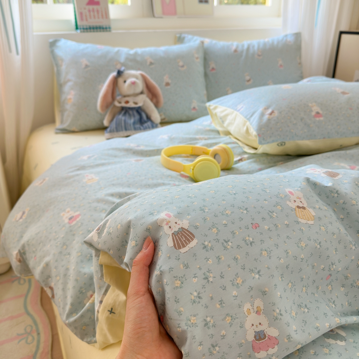 91家纺网 家纺一手货源 找家纺 （总）梵克保罗 2026春夏新款ins小清新40支全棉13372四件套学生三件套单被套单枕套系列-第三批（单枕套）