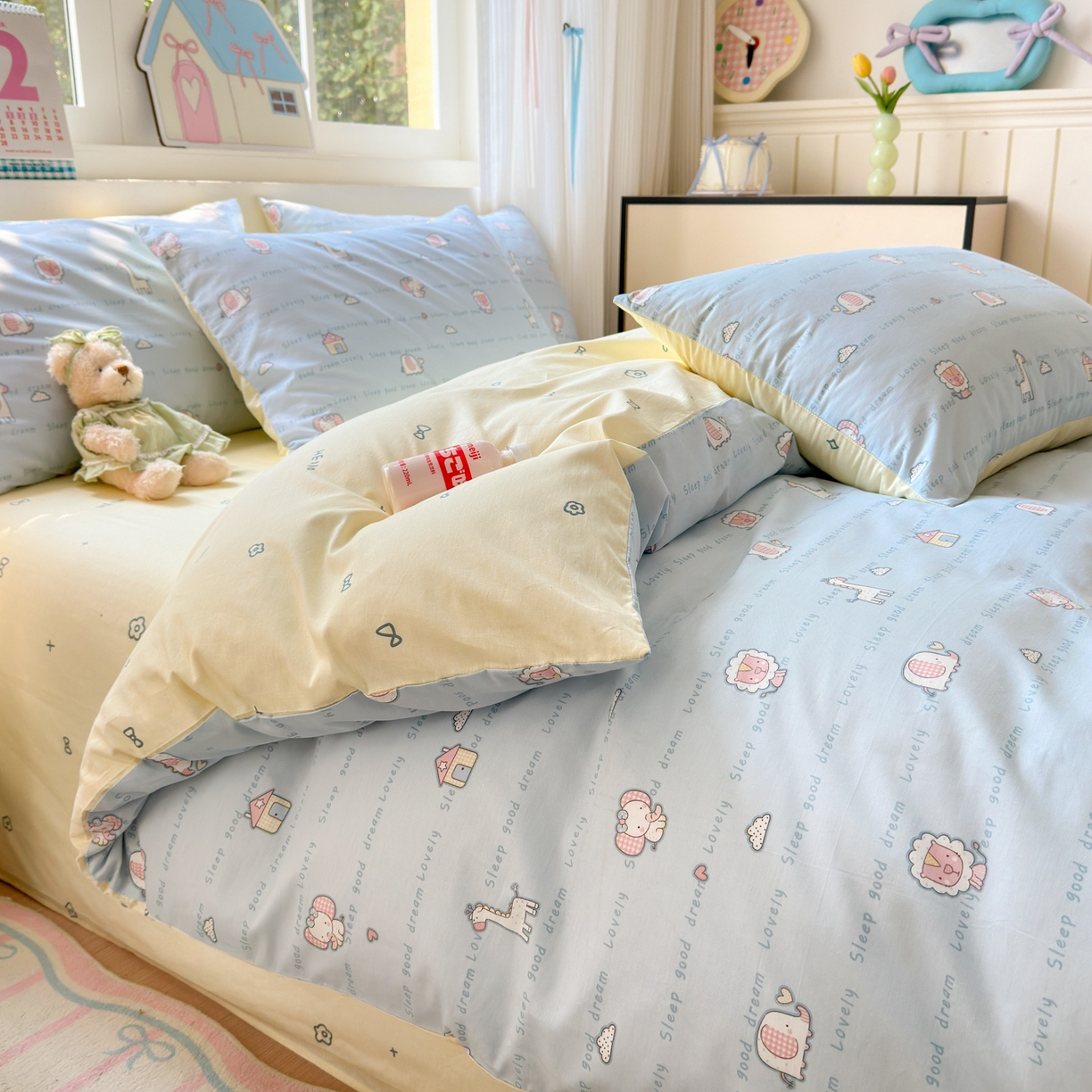 91家纺网 家纺一手货源 找家纺 梵克保罗 2026春夏新款ins小清新40支全棉13372四件套学生三件套单被套单枕套系列-第三批（单枕套） 小象之家-兰