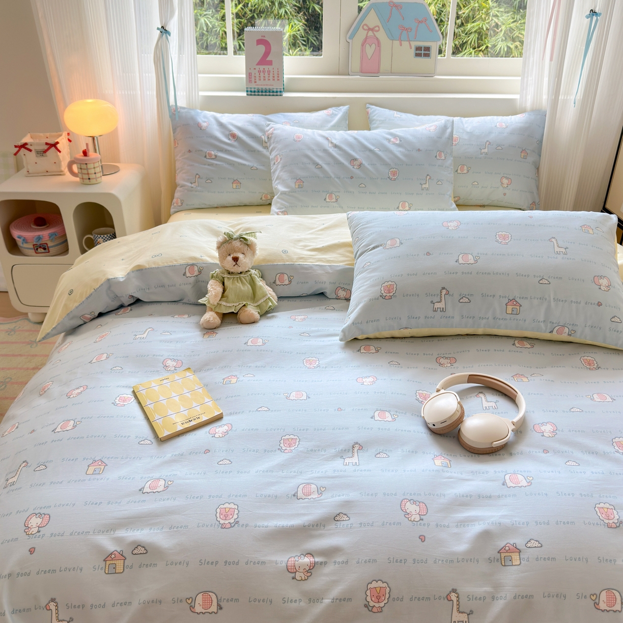 91家纺网 家纺一手货源 找家纺 梵克保罗 2026春夏新款ins小清新40支全棉13372四件套学生三件套单被套单枕套系列-第三批（单枕套） 小象之家-兰