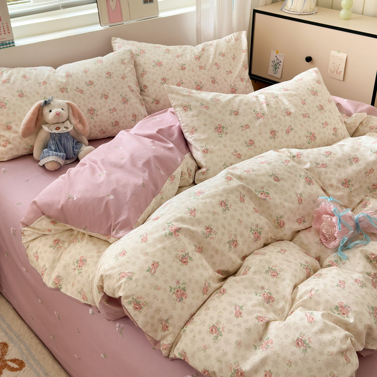 91家纺网 家纺一手货源 找家纺 梵克保罗 2026春夏新款ins小清新40支全棉13372四件套学生三件套单被套单枕套系列-第三批（单枕套） 科罗娜