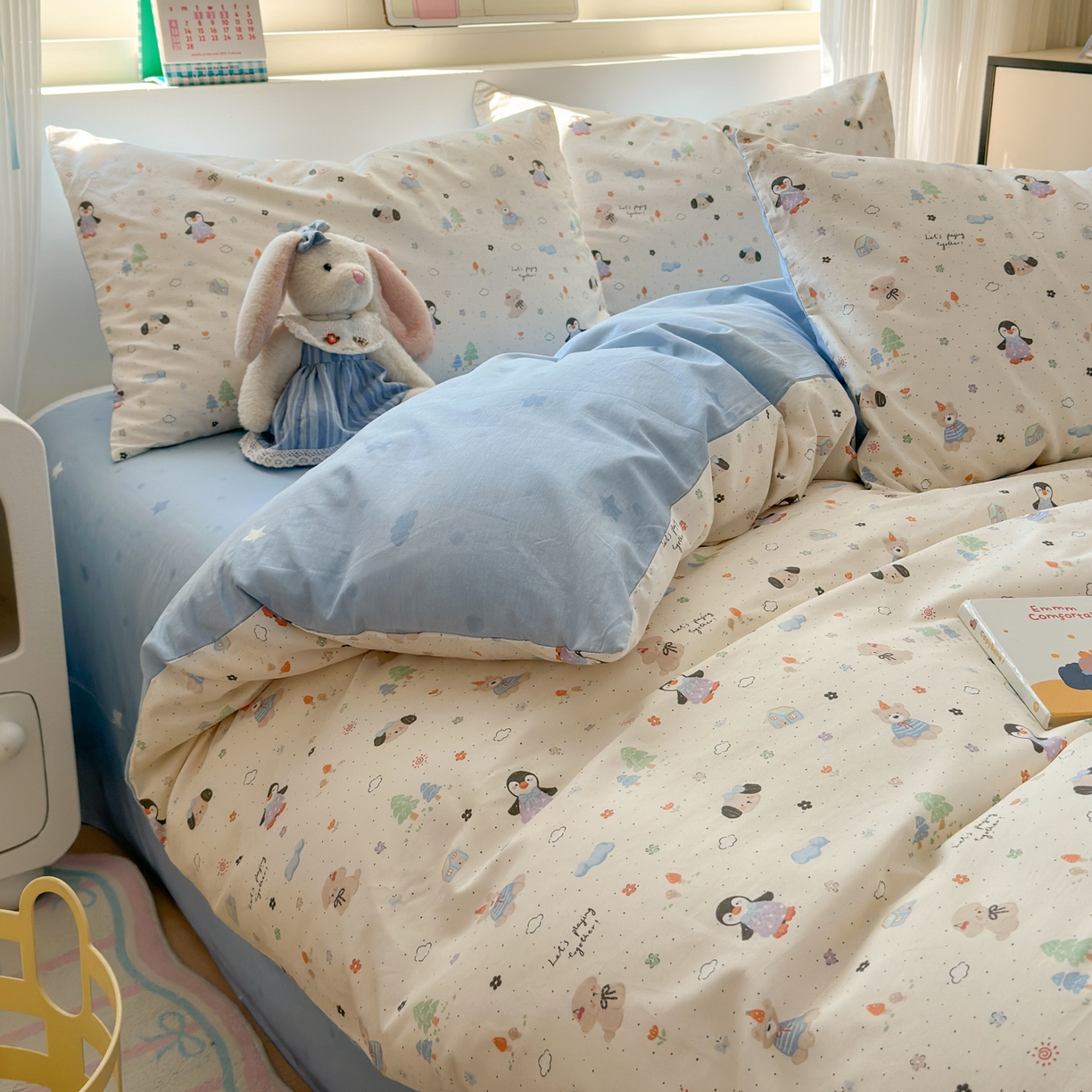 91家纺网 家纺一手货源 找家纺 梵克保罗 2026春夏新款ins小清新40支全棉13372四件套学生三件套单被套单枕套系列-第三批（单枕套） QQ乐园