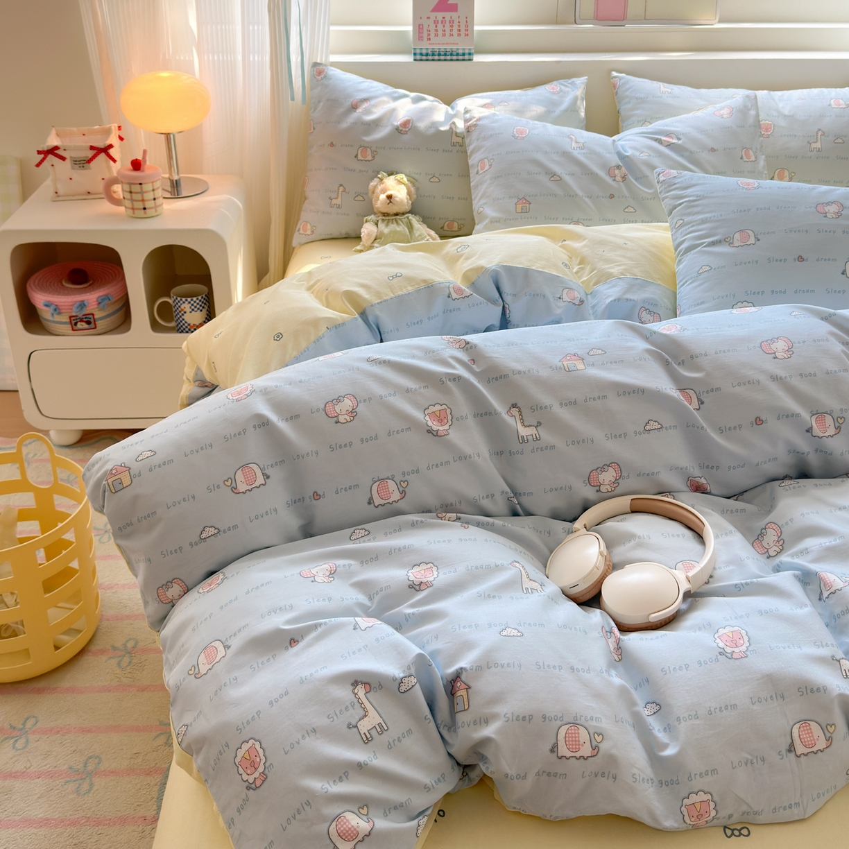 91家纺网 家纺一手货源 找家纺 梵克保罗 2026春夏新款ins小清新40支全棉13372四件套学生三件套单被套单枕套系列-第三批（单枕套） 小象之家-兰