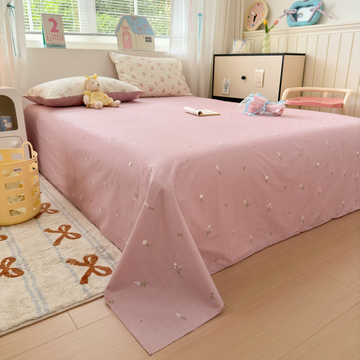 91家纺网 家纺一手货源 找家纺 梵克保罗 2026春夏新款ins小清新40支全棉13372四件套学生三件套单被套单枕套系列-第三批（单枕套） 科罗娜