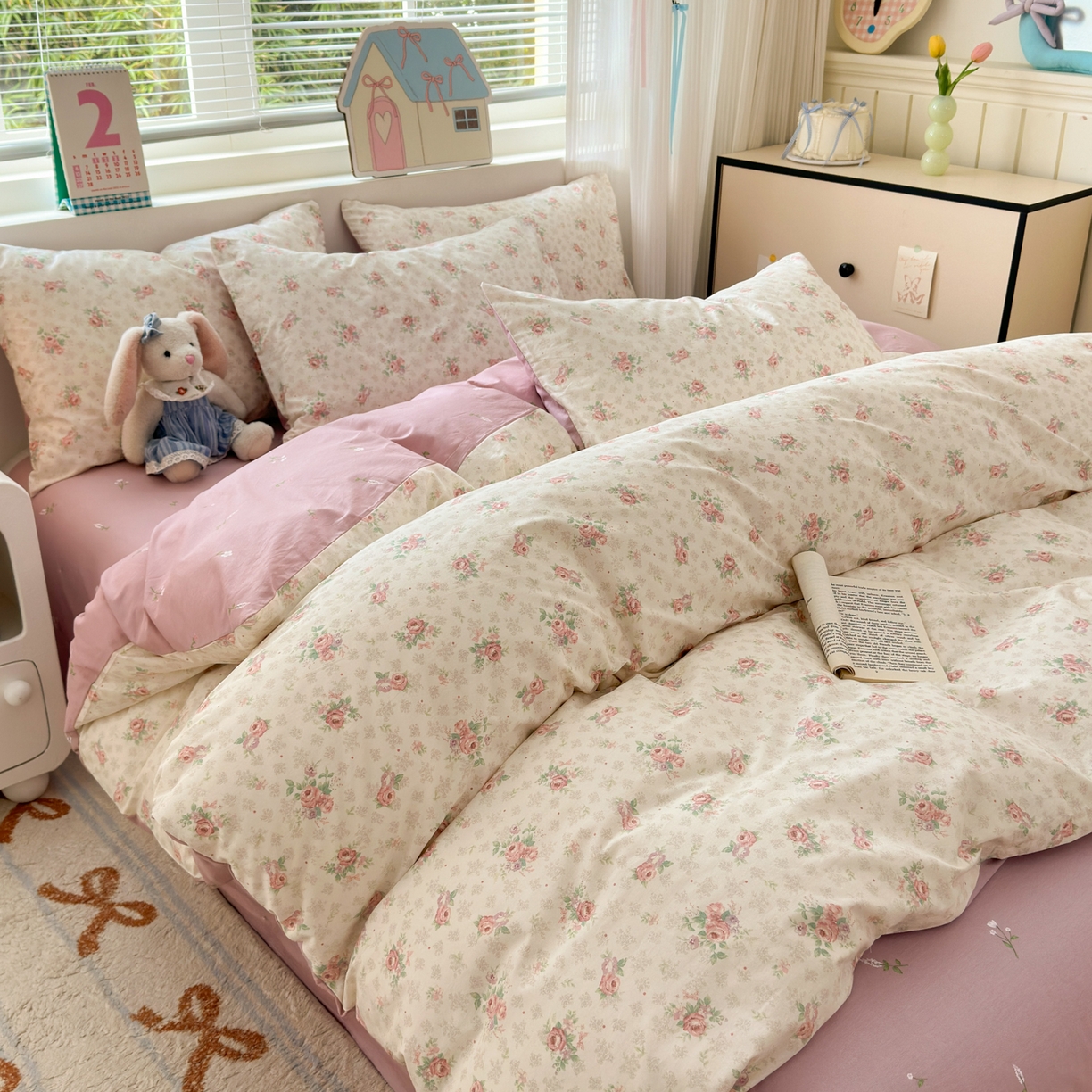 91家纺网 家纺一手货源 找家纺 梵克保罗 2026春夏新款ins小清新40支全棉13372四件套学生三件套单被套单枕套系列-第三批（单枕套） 科罗娜