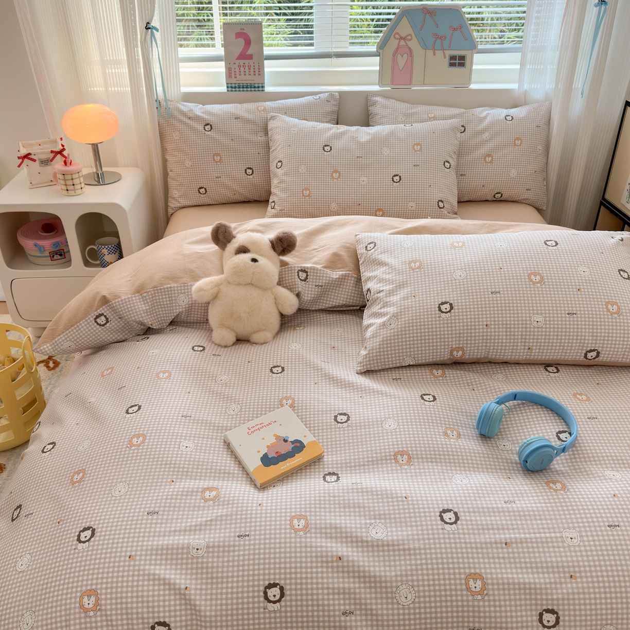 91家纺网 家纺一手货源 找家纺 梵克保罗 2026春夏新款ins小清新40支全棉13372四件套学生三件套单被套单枕套系列-第三批（单枕套） 麦克狮