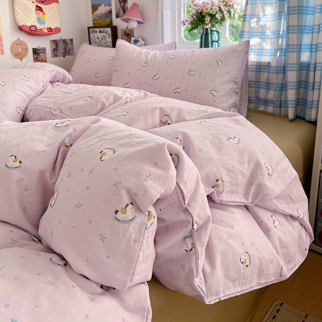 91家纺网 家纺一手货源 找家纺 （总）焱博家纺 2026新款A类全棉双层纱系列四件套