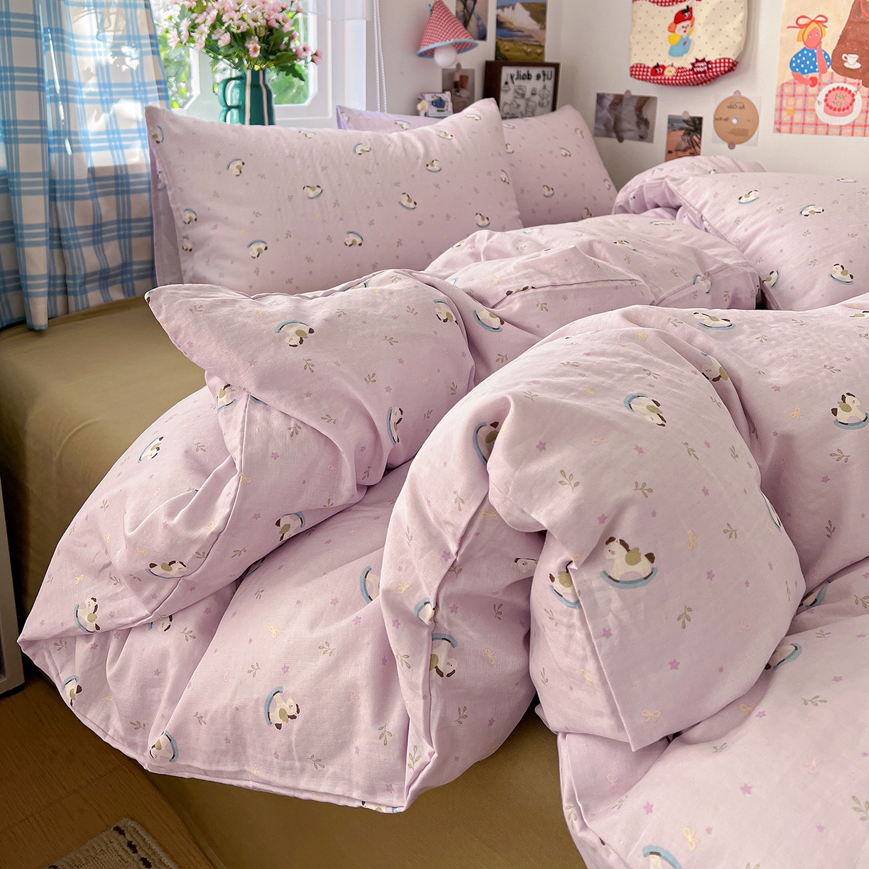 91家纺网 家纺一手货源 找家纺 （总）焱博家纺 2026新款A类全棉双层纱系列四件套