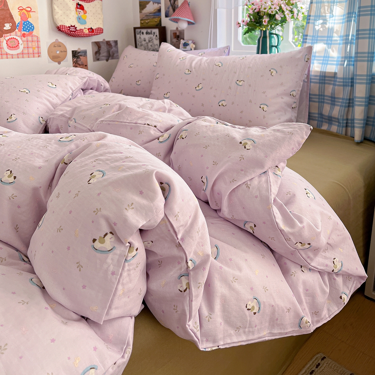 91家纺网 家纺一手货源 找家纺 （总）焱博家纺 2026新款A类全棉双层纱系列四件套