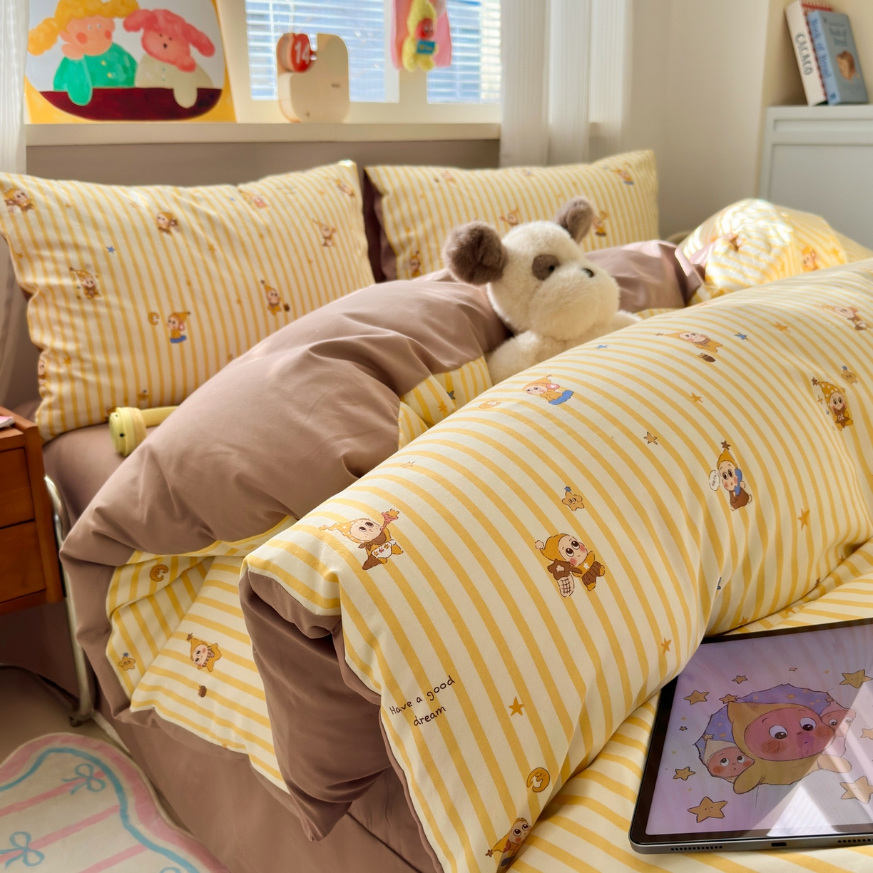 91家纺网 家纺一手货源 找家纺 （总）德比尔斯  2026新款古法水洗仿棉云感棉小布袋四件套