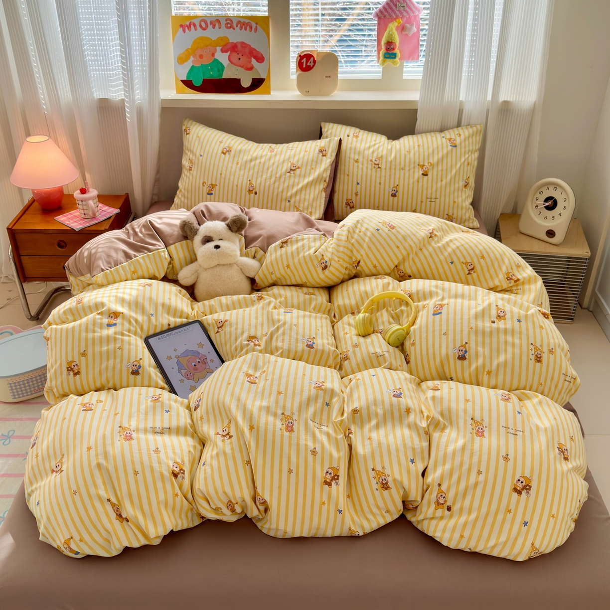 91家纺网 家纺一手货源 找家纺 （总）德比尔斯  2026新款古法水洗仿棉云感棉小布袋四件套