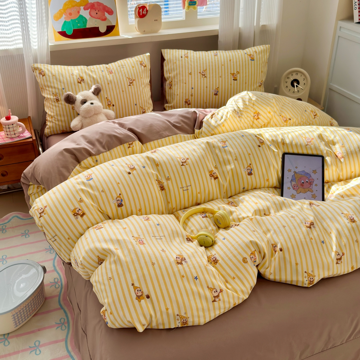 91家纺网 家纺一手货源 找家纺 （总）德比尔斯  2026新款古法水洗仿棉云感棉小布袋四件套