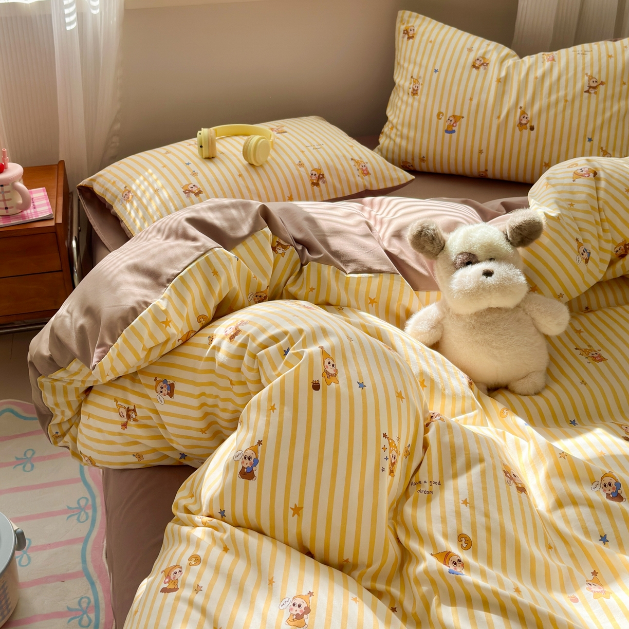 91家纺网 家纺一手货源 找家纺 （总）德比尔斯  2026新款古法水洗仿棉云感棉小布袋四件套