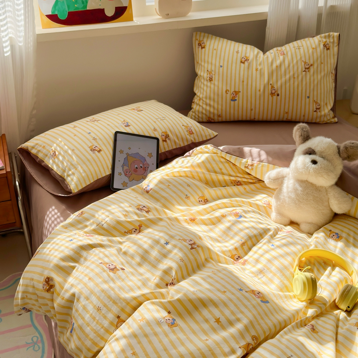 91家纺网 家纺一手货源 找家纺 （总）德比尔斯  2026新款古法水洗仿棉云感棉小布袋四件套