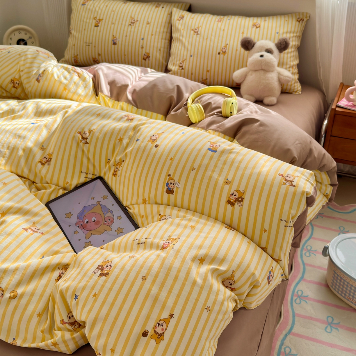 91家纺网 家纺一手货源 找家纺 （总）德比尔斯  2026新款古法水洗仿棉云感棉小布袋四件套