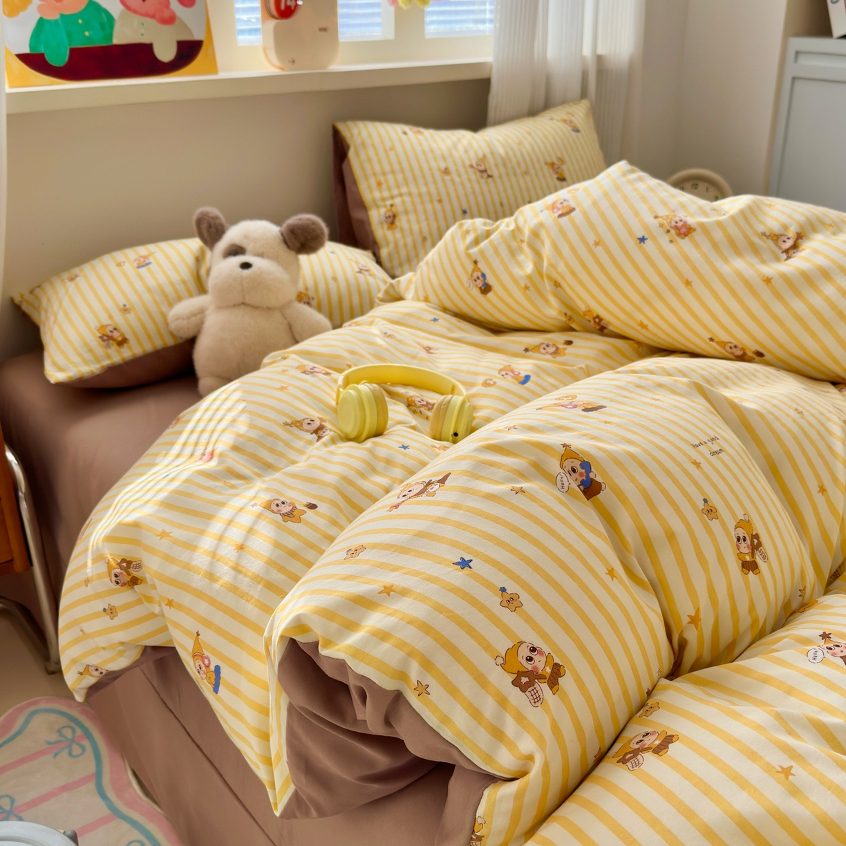 91家纺网 家纺一手货源 找家纺 （总）德比尔斯  2026新款古法水洗仿棉云感棉小布袋四件套