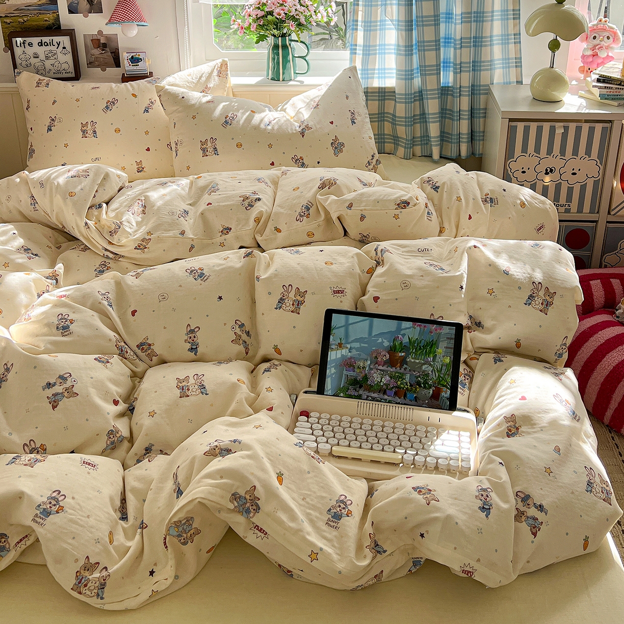 91家纺网 家纺一手货源 找家纺 （总）焱博家纺 2026新款A类全棉双层纱系列四件套