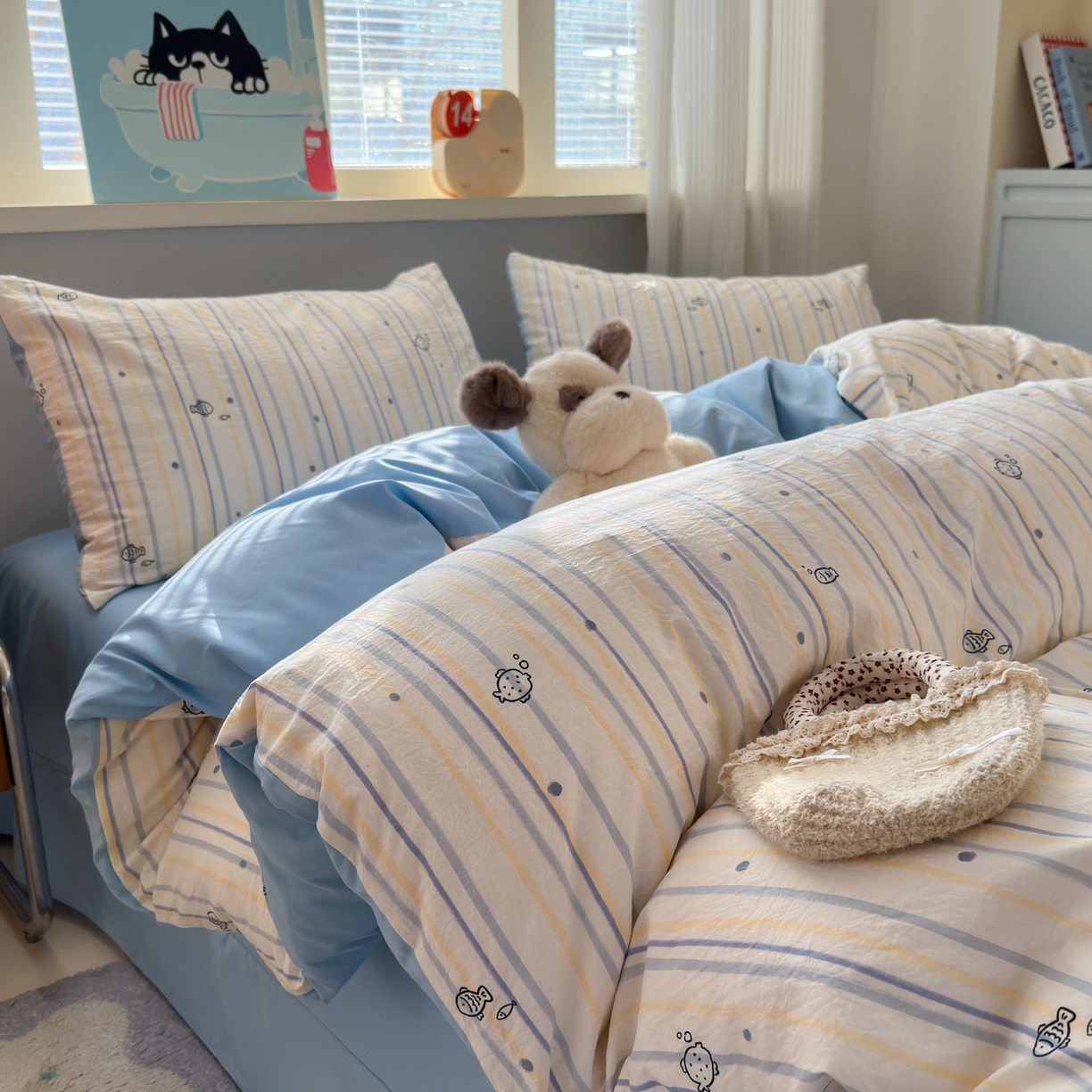 91家纺网 家纺一手货源 找家纺 德比尔斯  2026新款古法水洗仿棉云感棉小布袋四件套 初见芭蕾