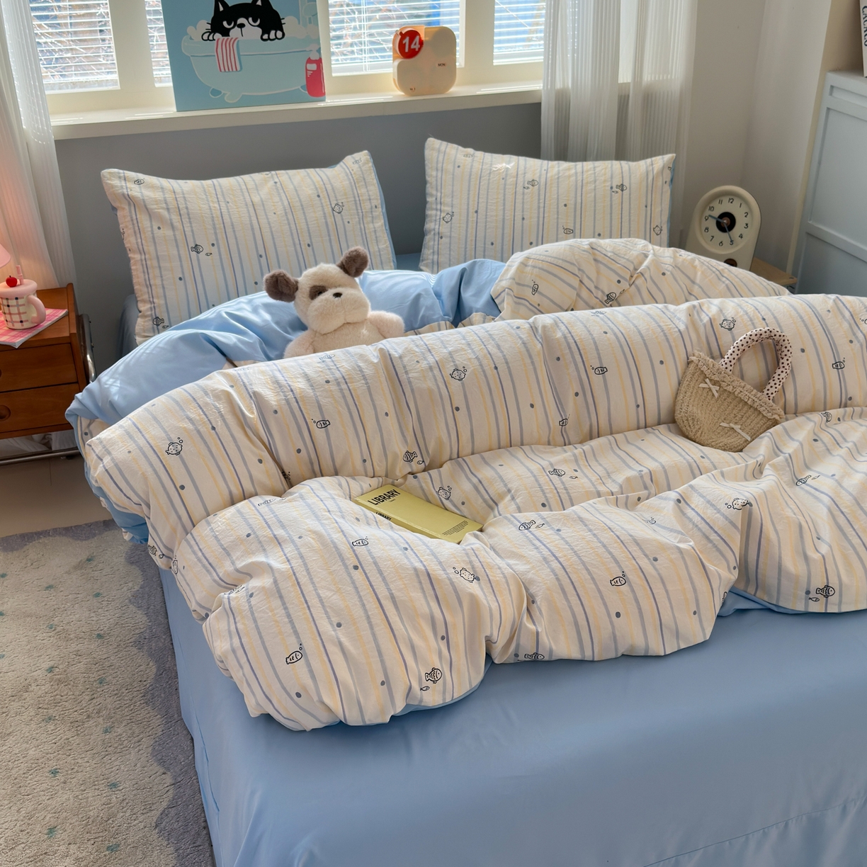 91家纺网 家纺一手货源 找家纺 德比尔斯  2026新款古法水洗仿棉云感棉小布袋四件套 初见芭蕾