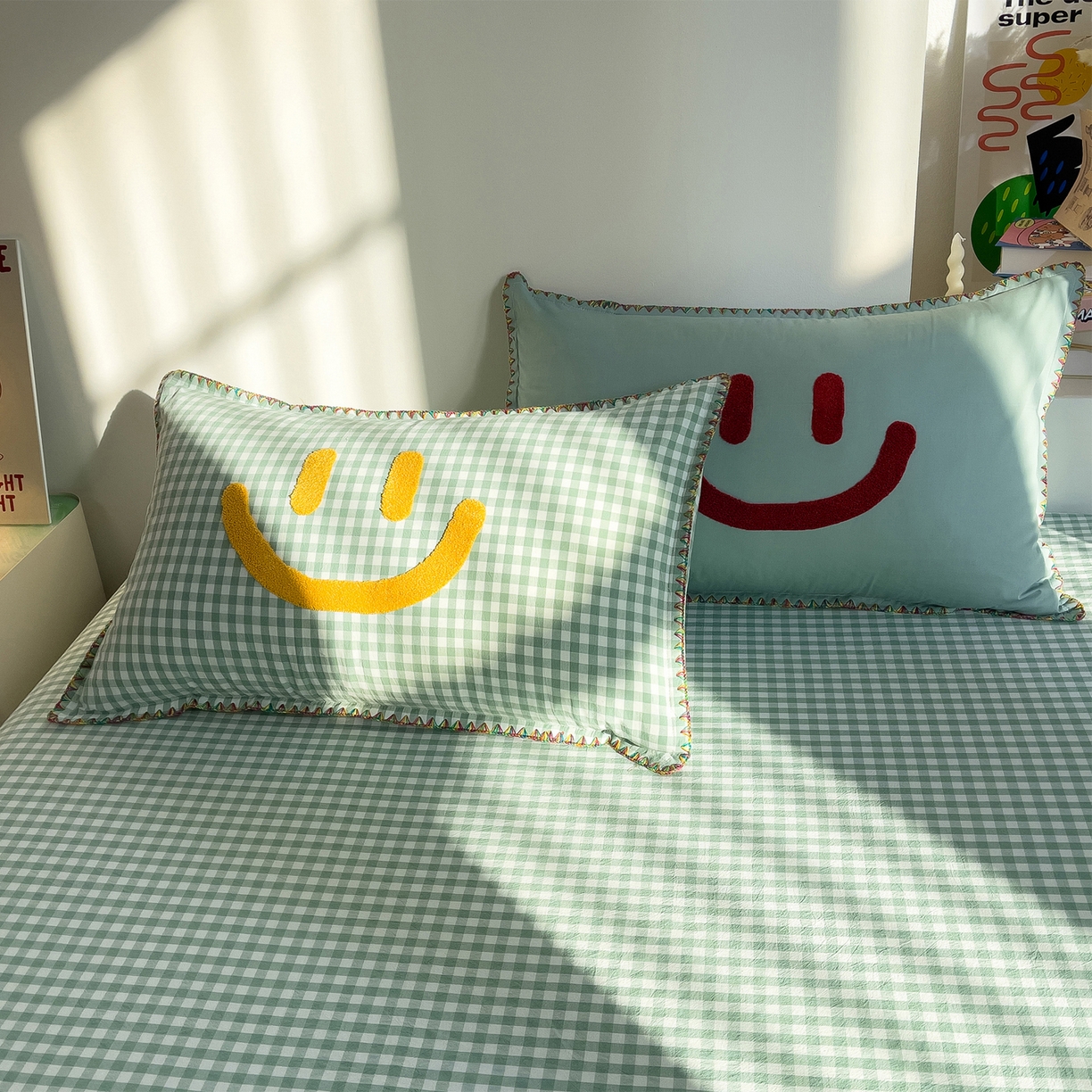 91家纺网 家纺一手货源 找家纺 炫拼家纺 2026新款A类全棉水洗棉贝壳边毛巾绣四件套-炫彩系列 炫彩-绿