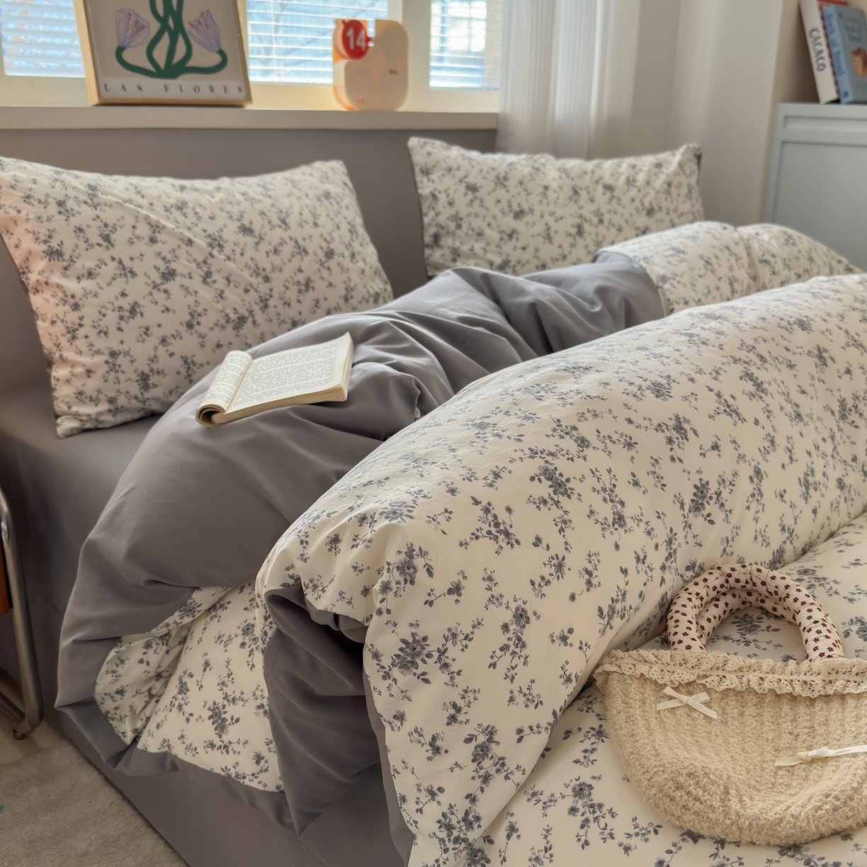 91家纺网 家纺一手货源 找家纺 德比尔斯  2026新款古法水洗仿棉云感棉小布袋四件套 初夏