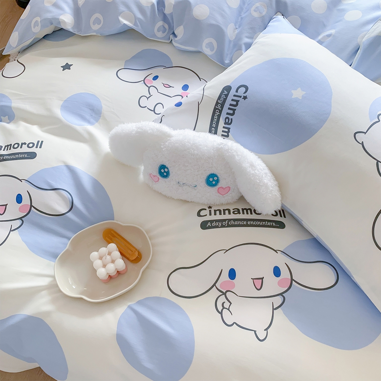 91家纺网 家纺一手货源 找家纺 玉元坊 2026新款正版授权三丽鸥系列全棉纯棉床单四件套学生三件套-大耳狗帕恰狗布丁狗系列 波点玉桂狗【简约款】