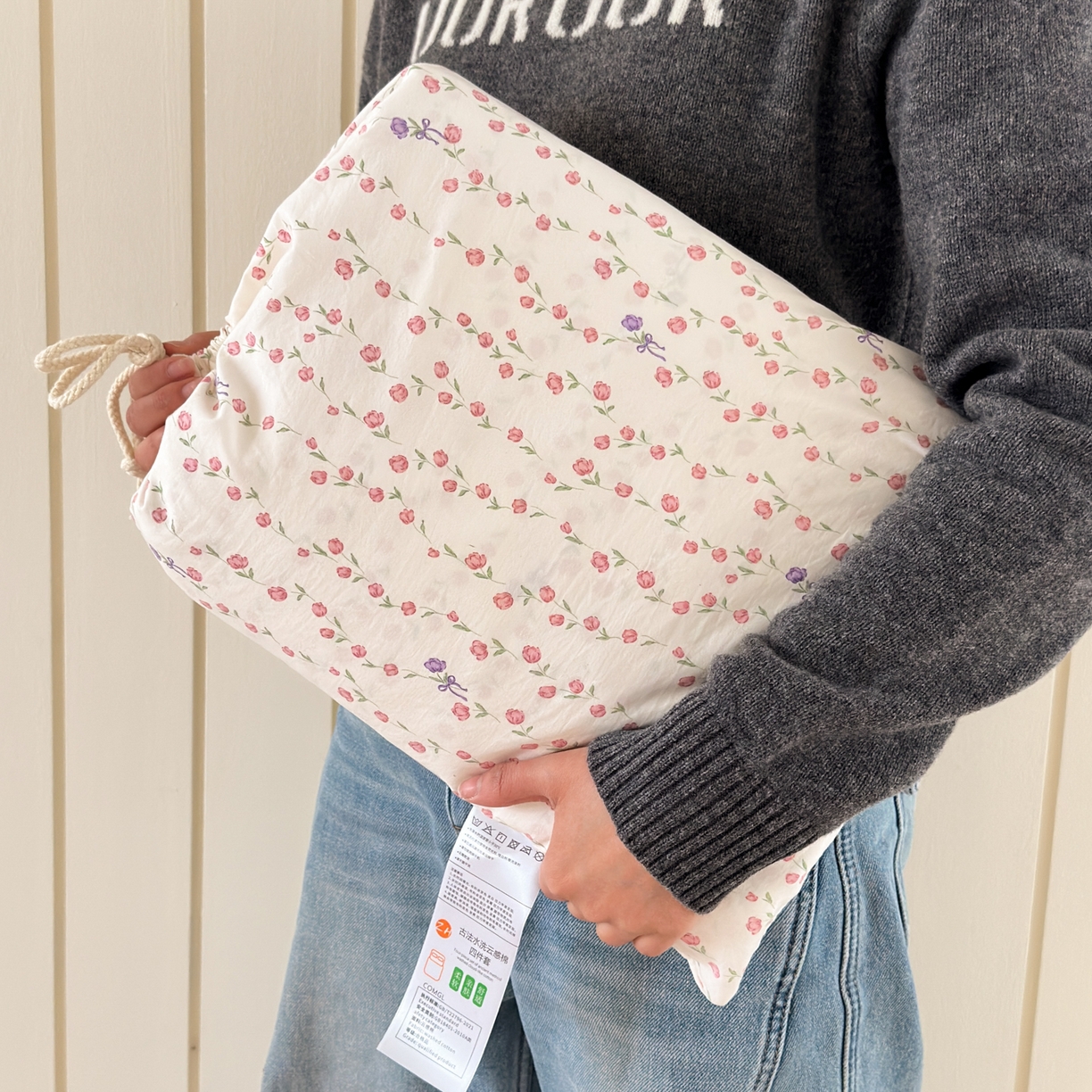 德比尔斯  2026新款古法水洗仿棉云感棉小布袋四件套 春日初恋