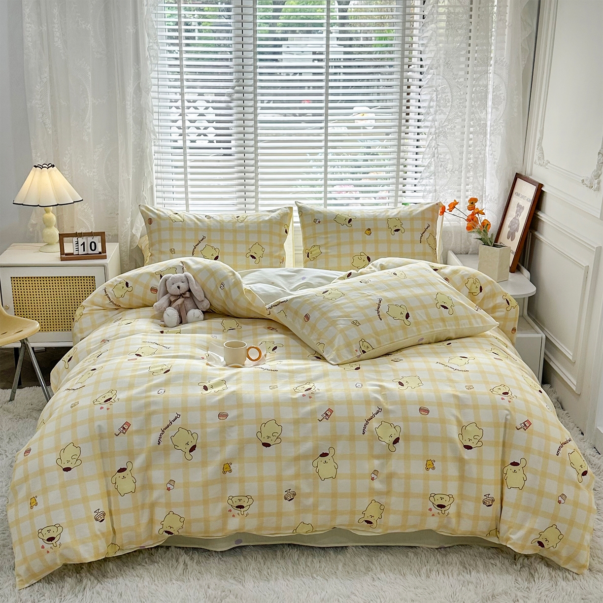 玉元坊 2026新款正版授权三丽鸥系列全棉纯棉床单四件套学生三件套-大耳狗帕恰狗布丁狗系列 焦糖布丁狗【简约款】